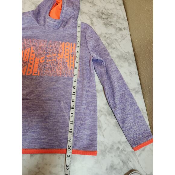 Under Armour Girls Purple Orange Long Sleeve Pullover‎ Hoodie Sweatshirt Size M - Picture 6 of 6